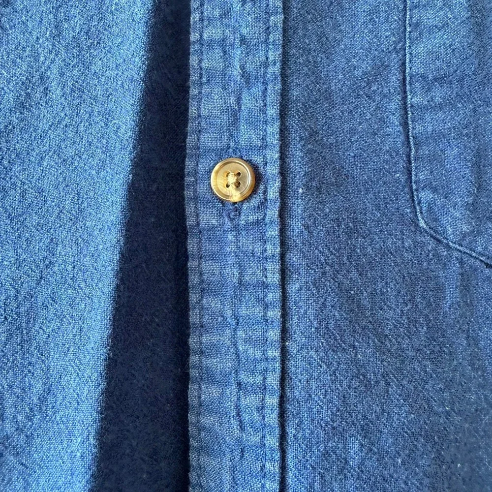 Old Navy Linen Blend Shirt Mens XL Blue Slim Fit Long Sleeve Button Down Pocket